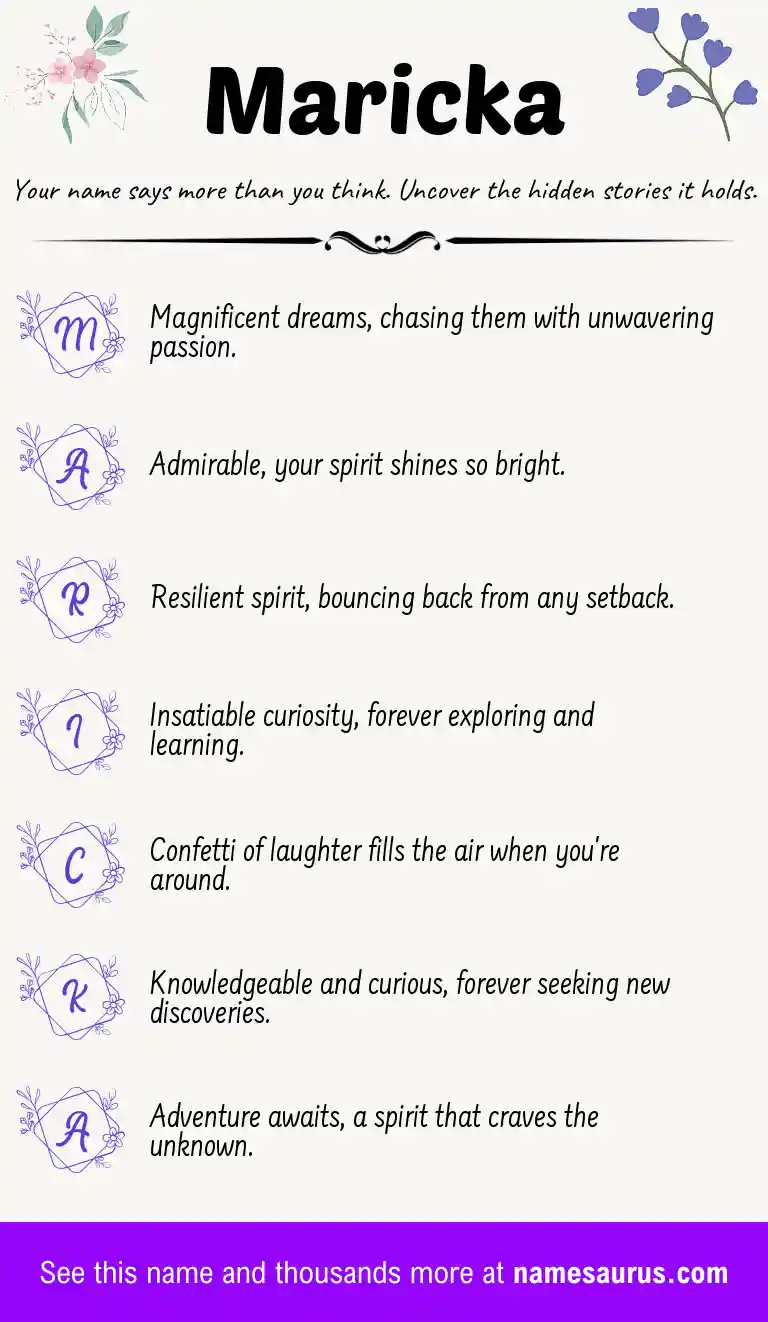 Acrostic poem about Maricka.