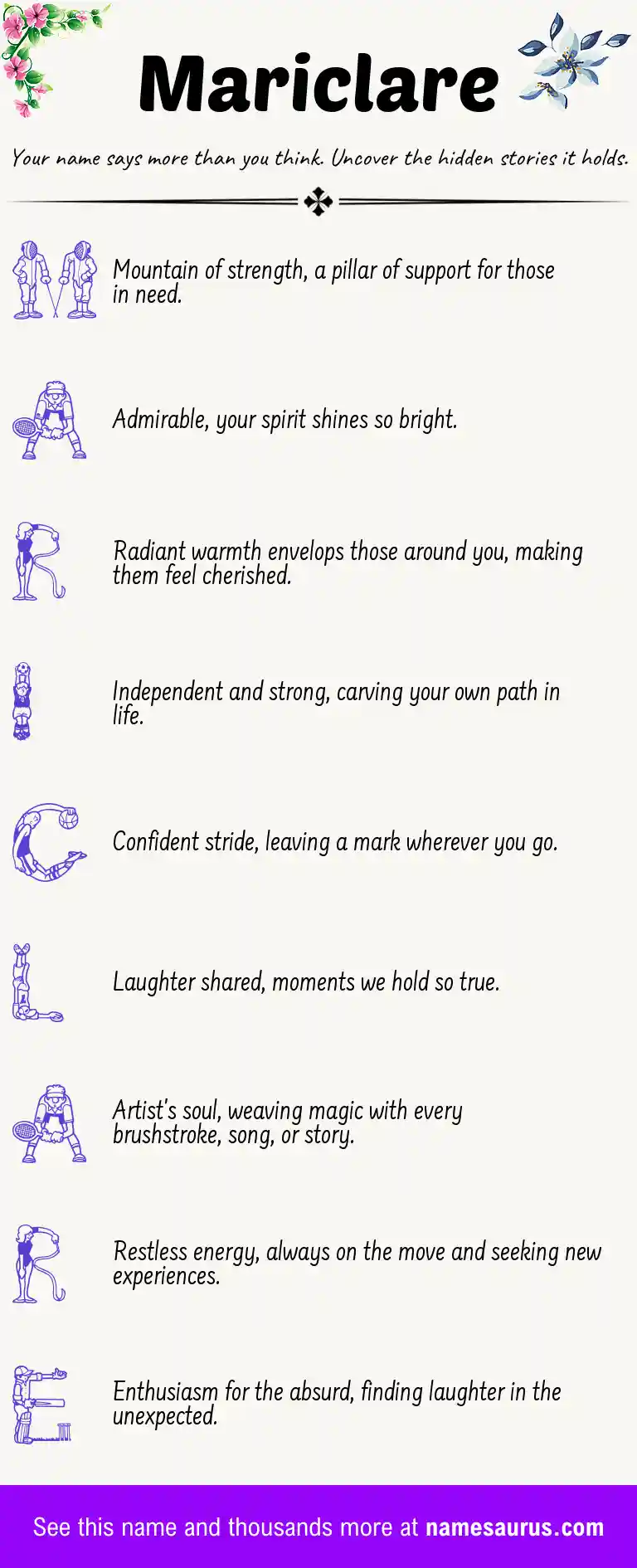 Acrostic poem about Mariclare.