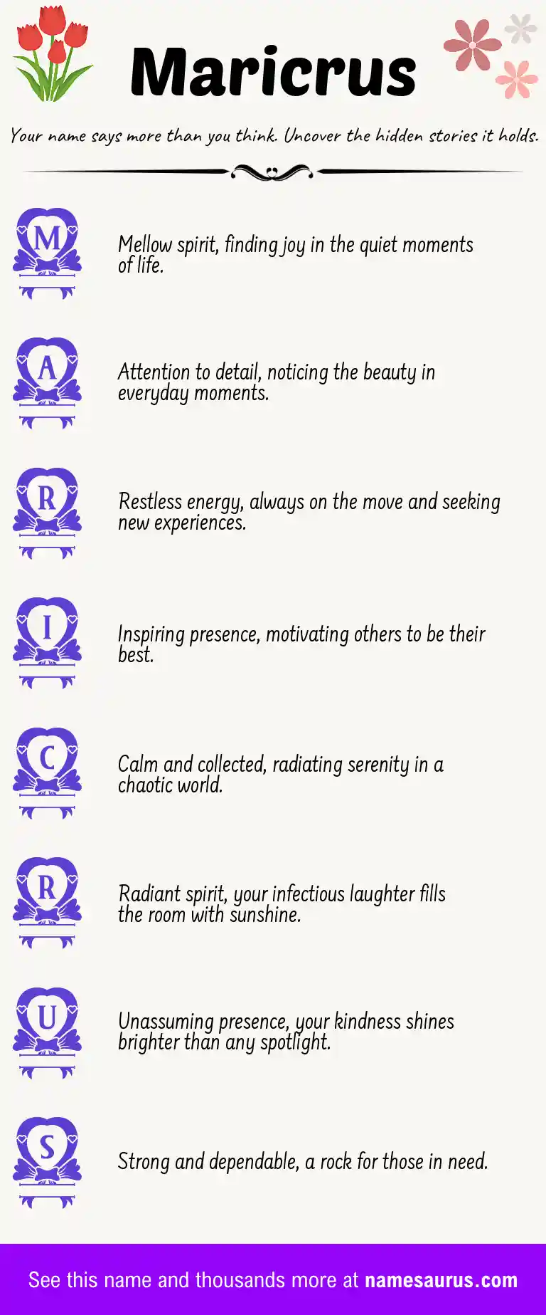 Acrostic poem about Maricrus.