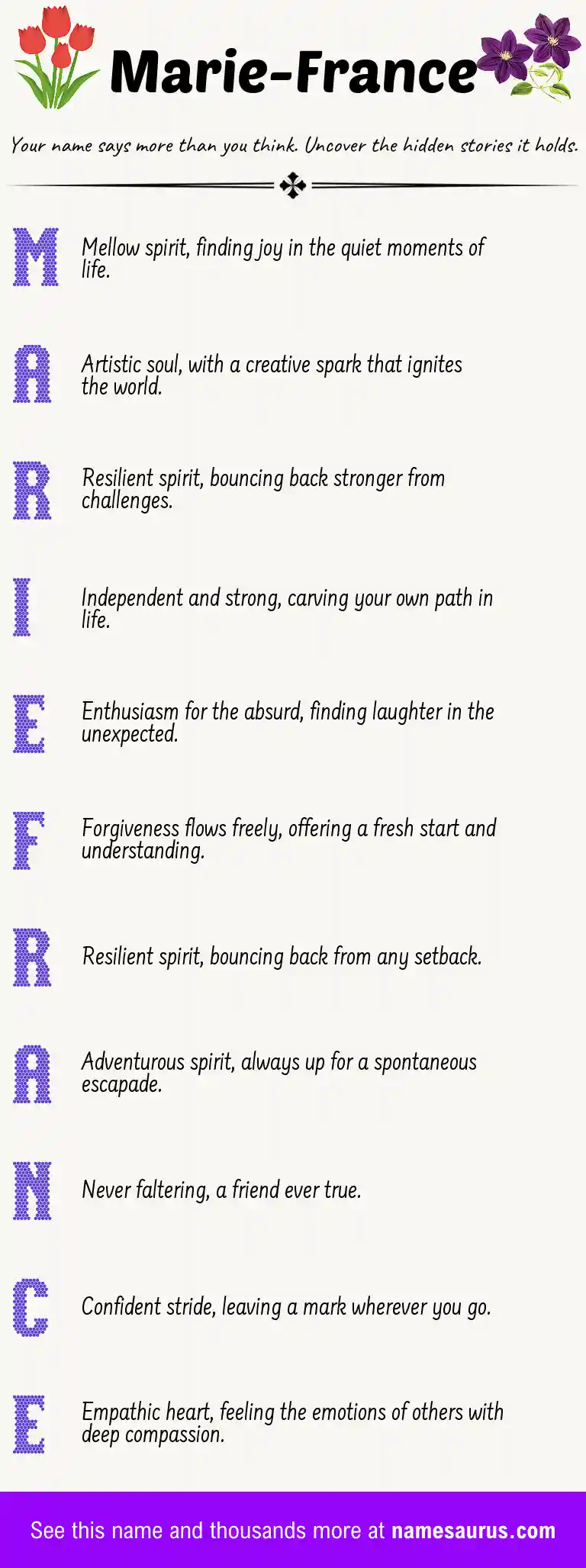 Acrostic poem about Marie-France.