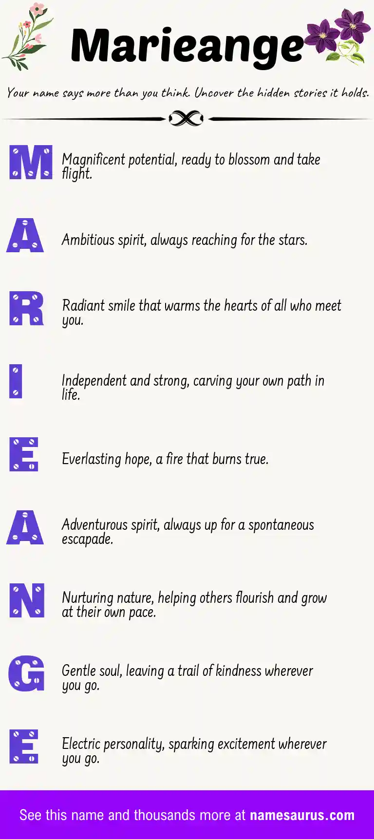 Acrostic poem about Marieange.