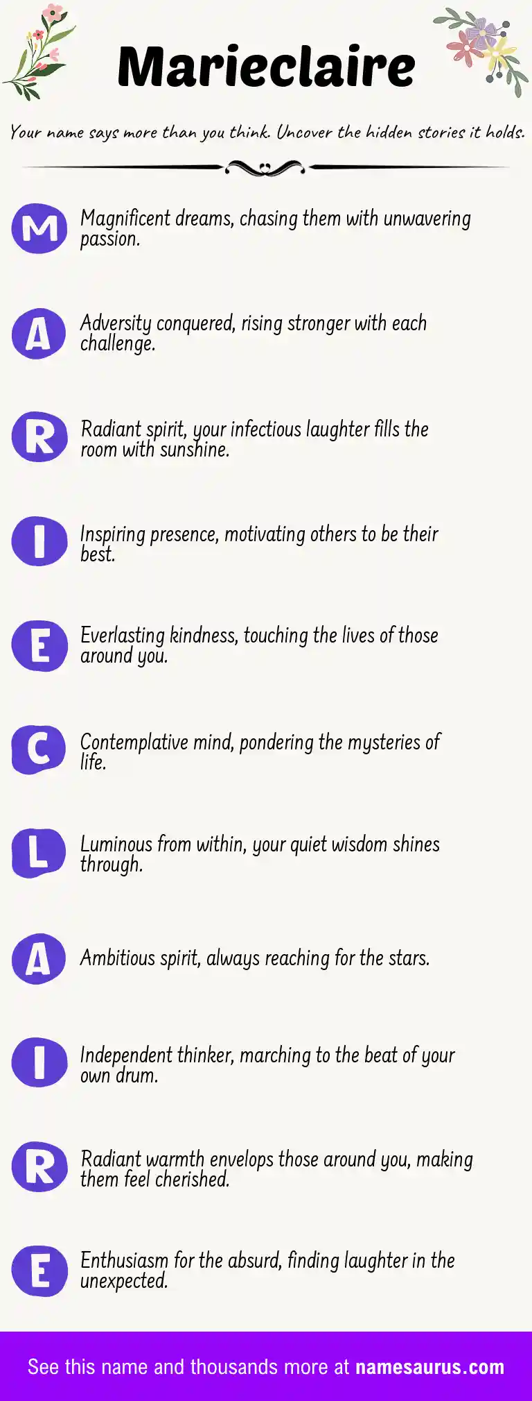 Acrostic poem about Marieclaire.