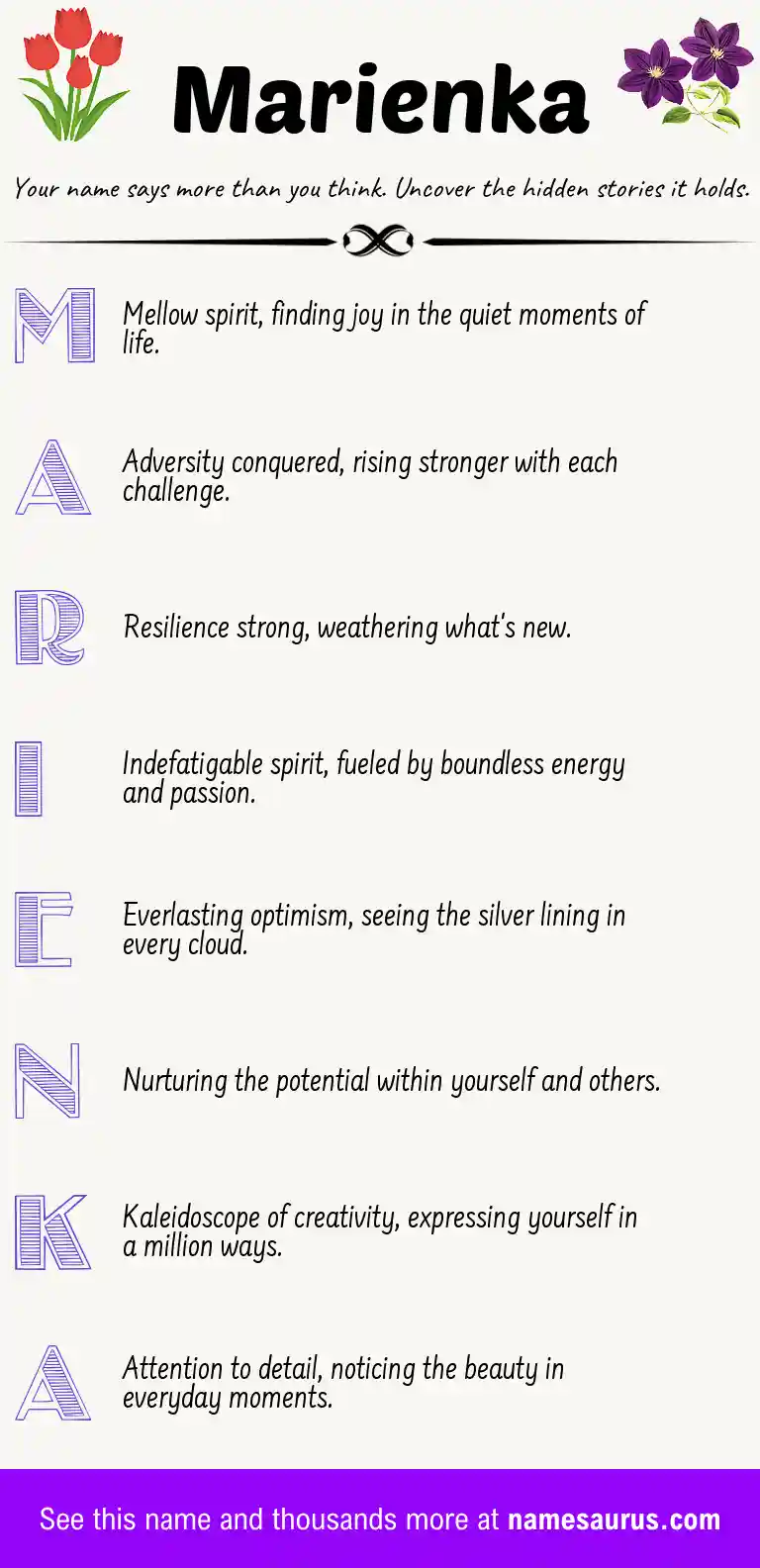 Acrostic poem about Marienka.