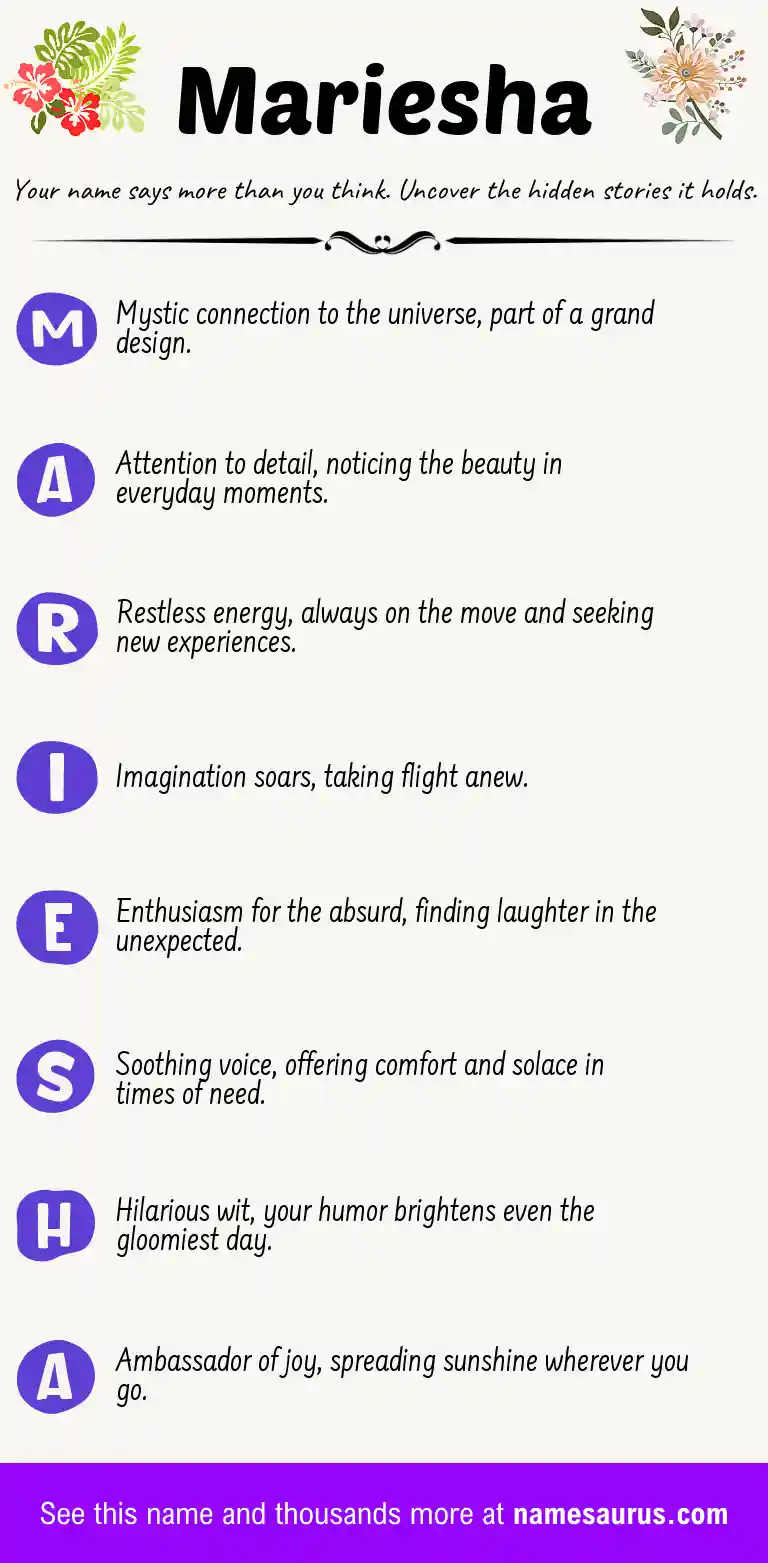 Acrostic poem about Mariesha.