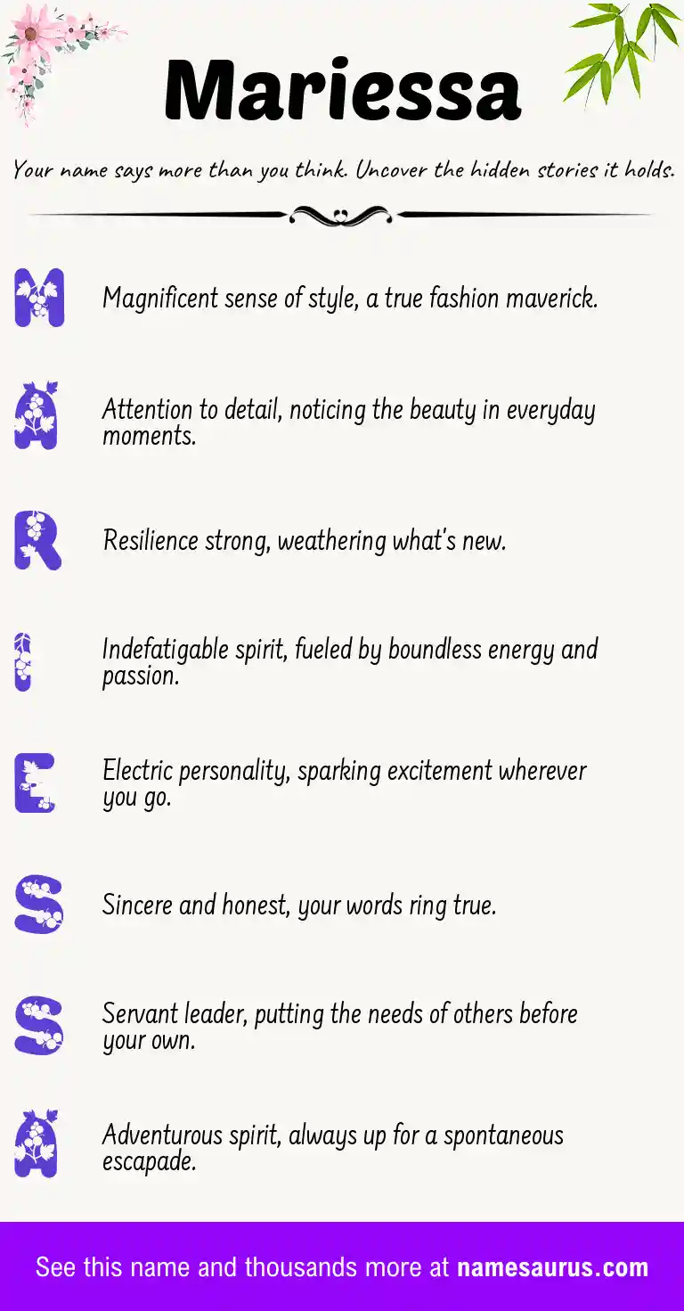 Acrostic poem about Mariessa.