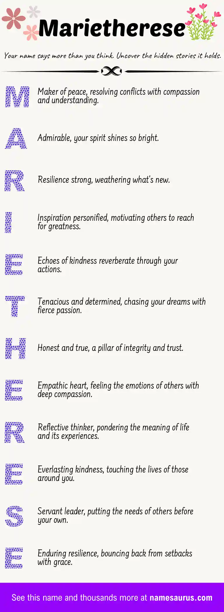 Acrostic poem about Marietherese.