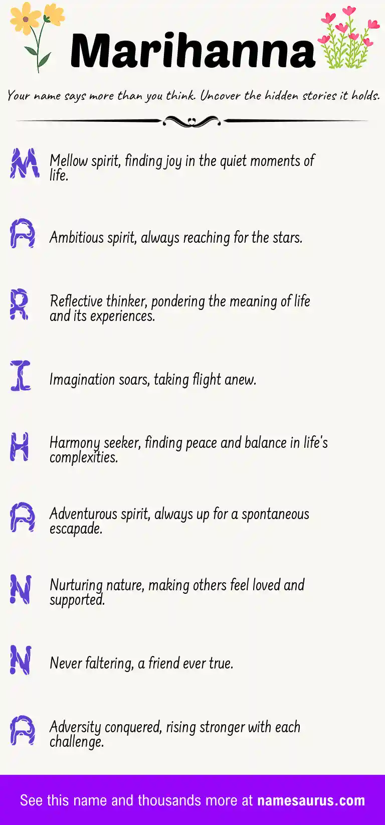 Acrostic poem about Marihanna.