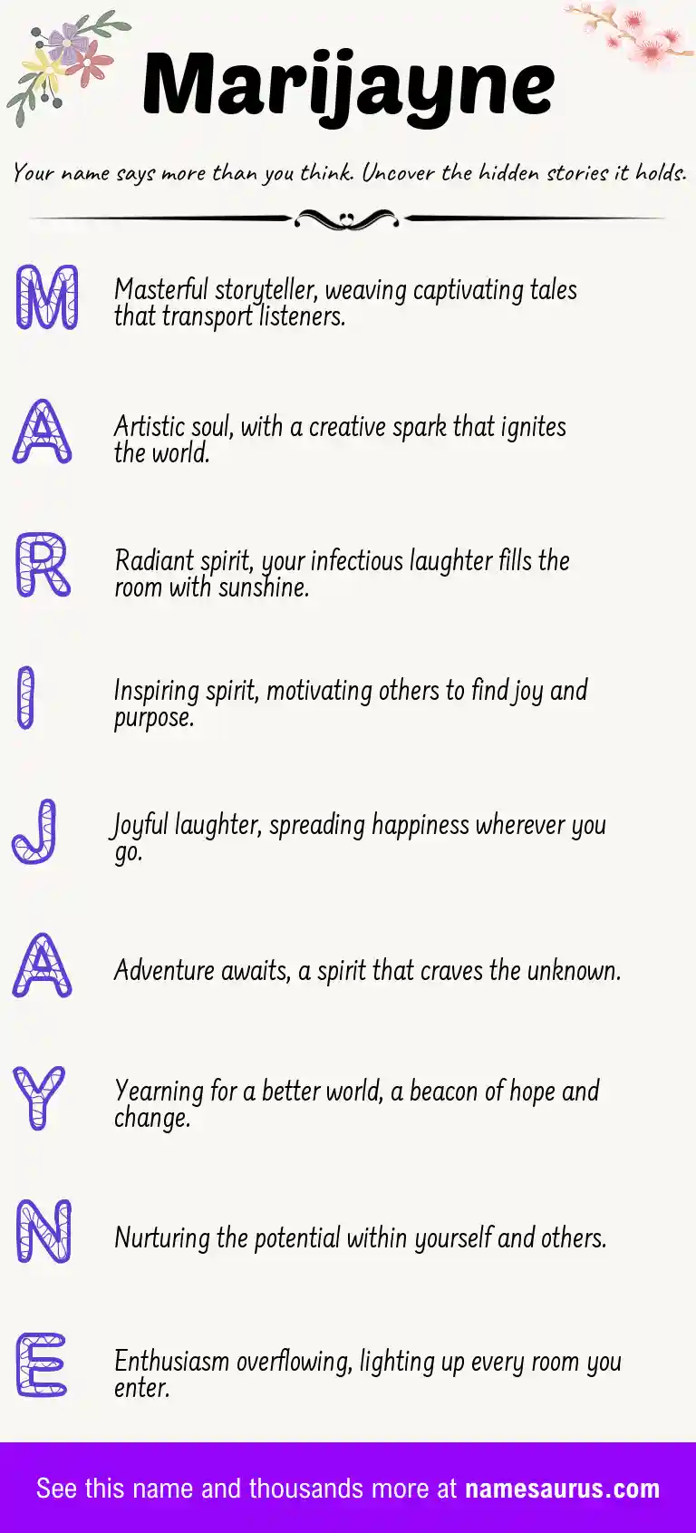 Acrostic poem about Marijayne.
