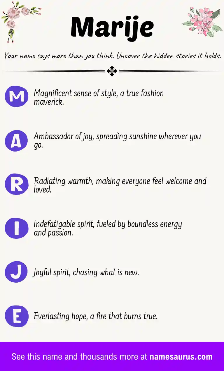 Acrostic poem about Marije.