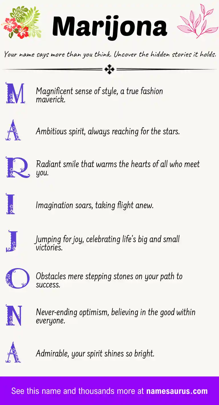 Acrostic poem about Marijona.