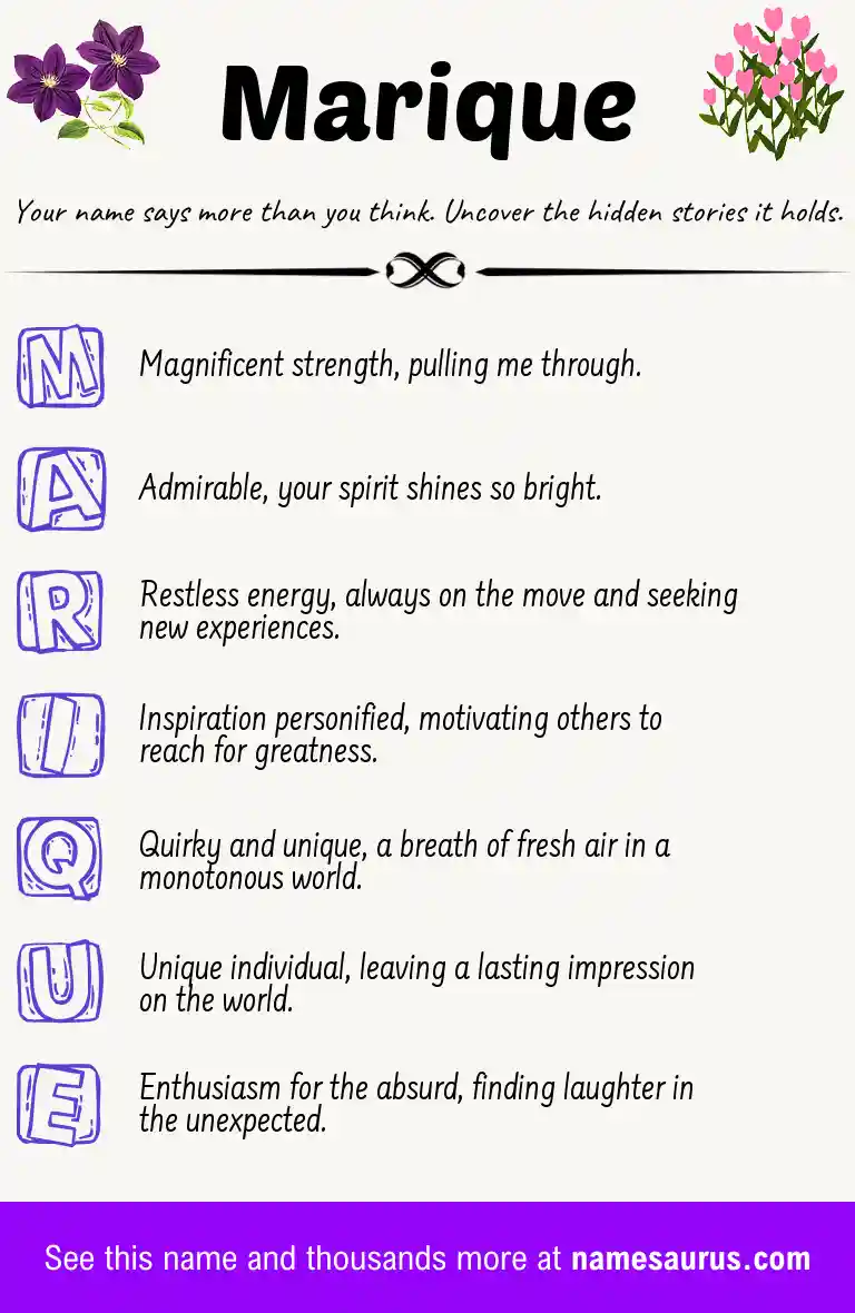Acrostic poem about Marique.
