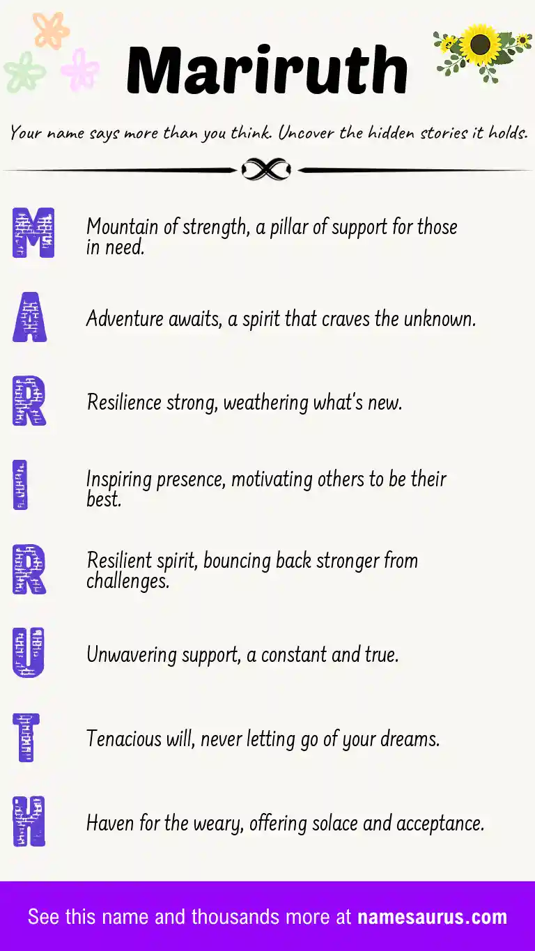 Acrostic poem about Mariruth.