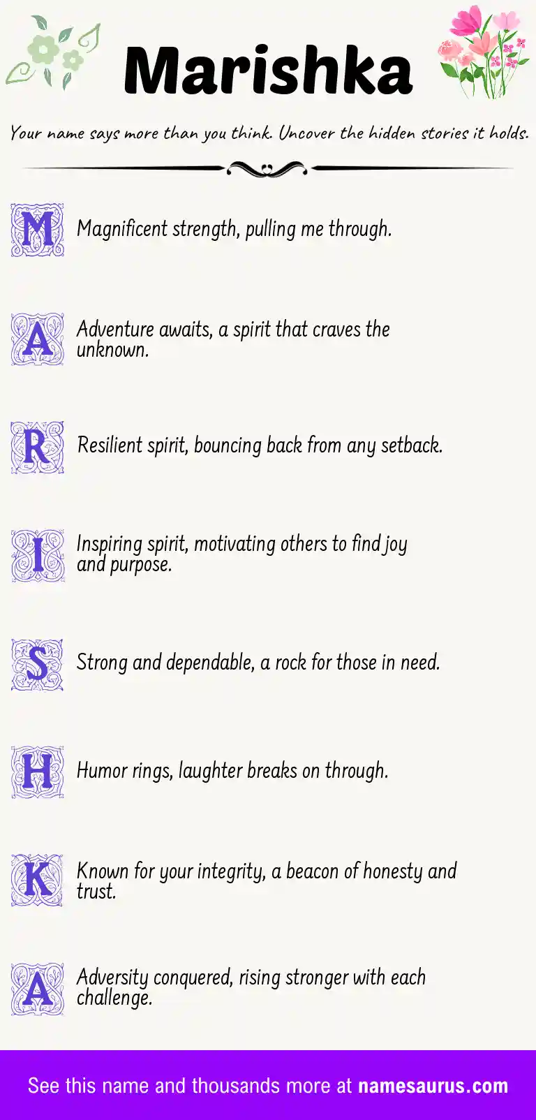 Acrostic poem about Marishka.