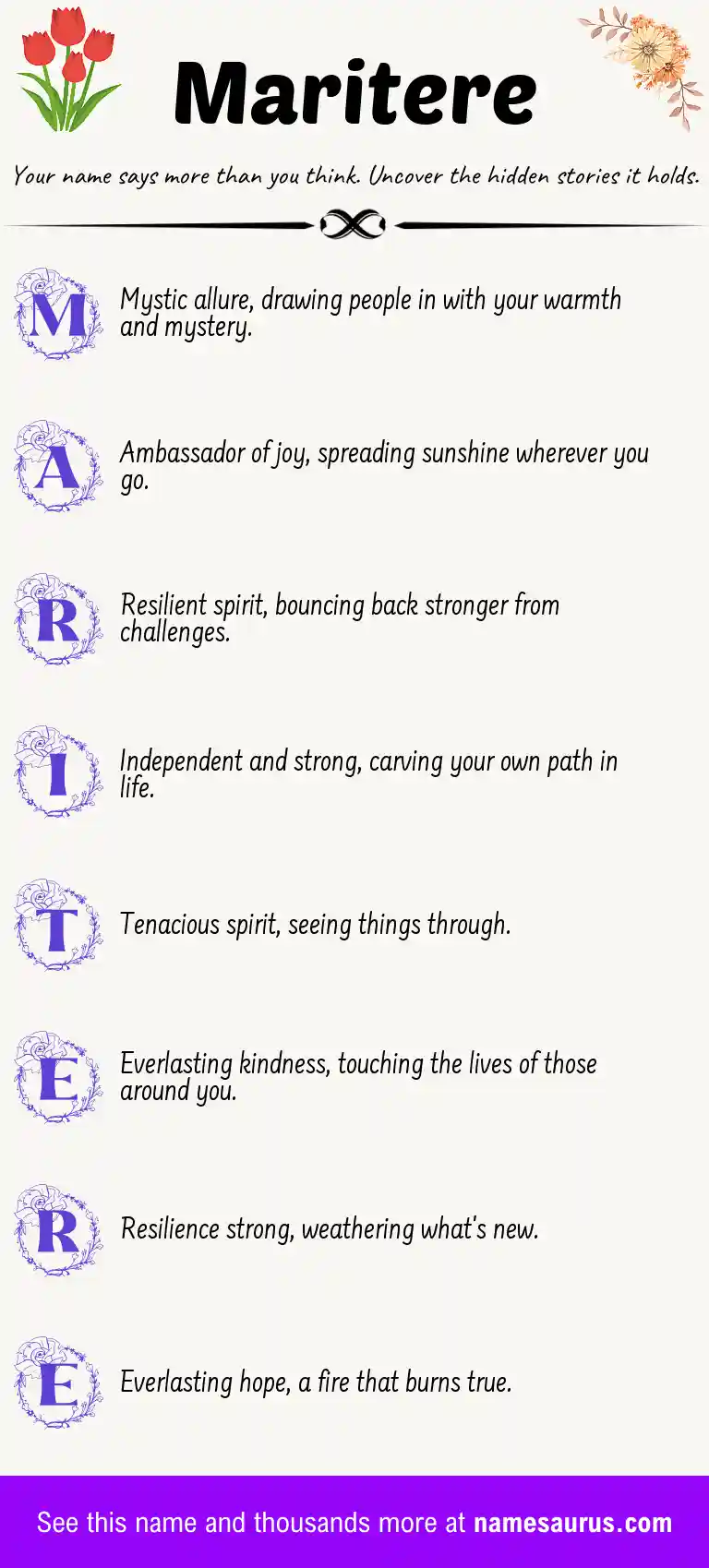 Acrostic poem about Maritere.