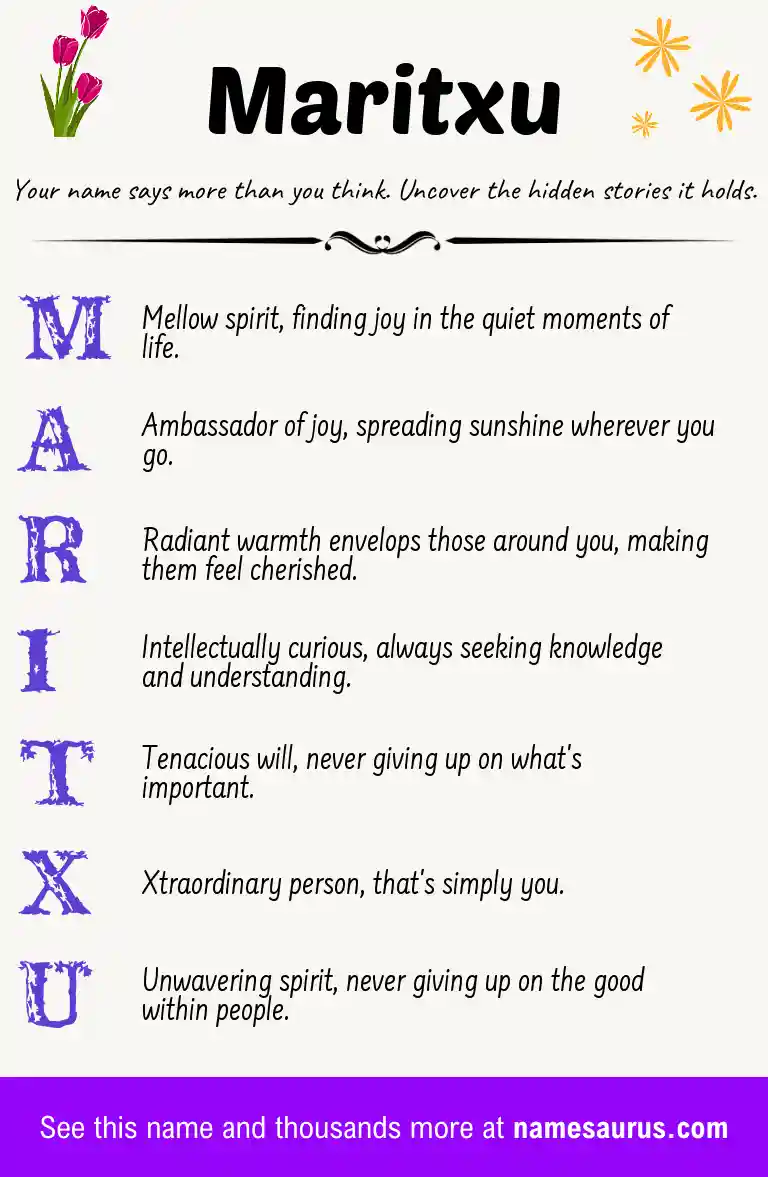 Acrostic poem about Maritxu.