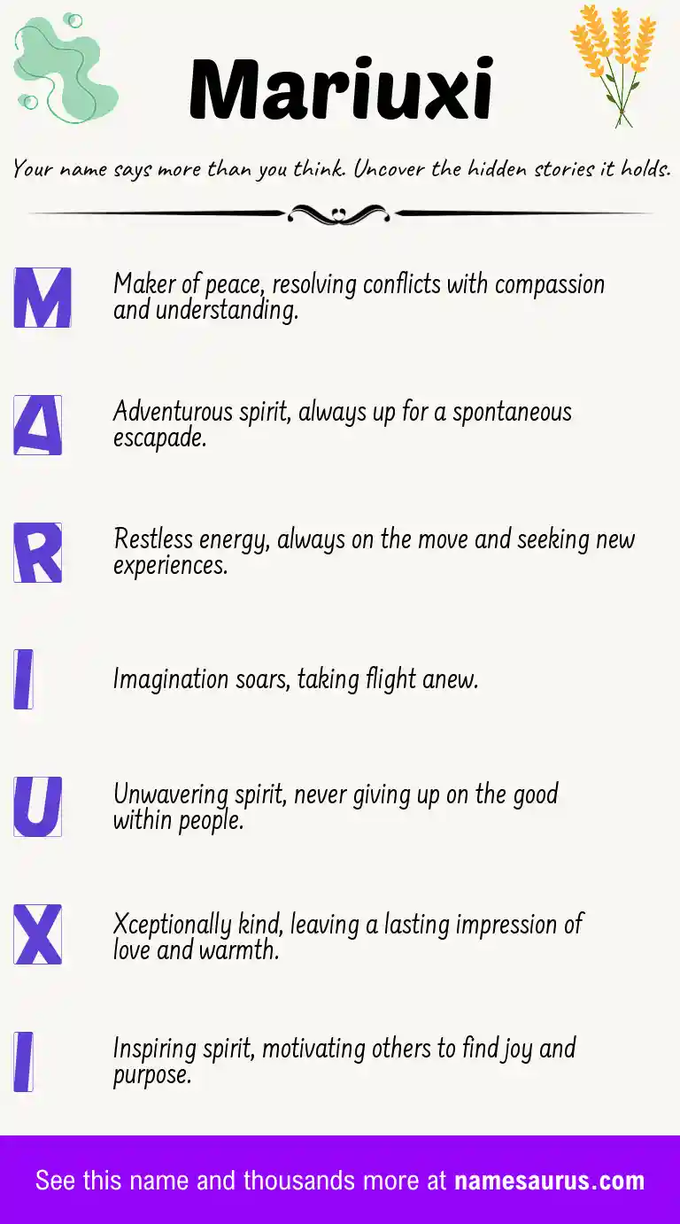 Acrostic poem about Mariuxi.