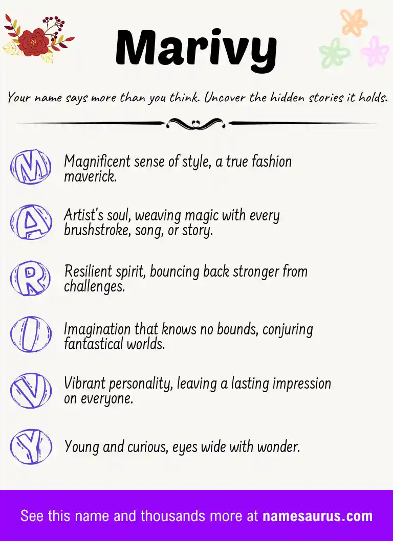 Acrostic poem about Marivy.