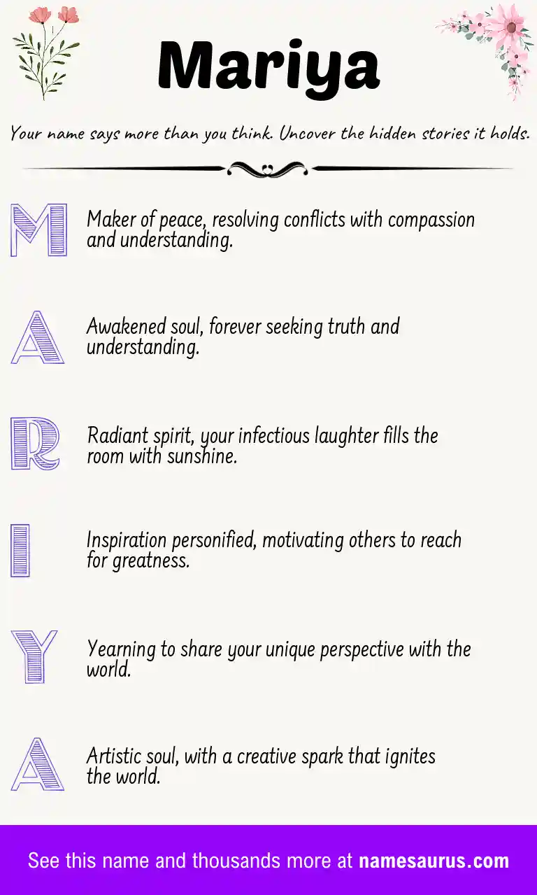 Acrostic poem about Mariya.