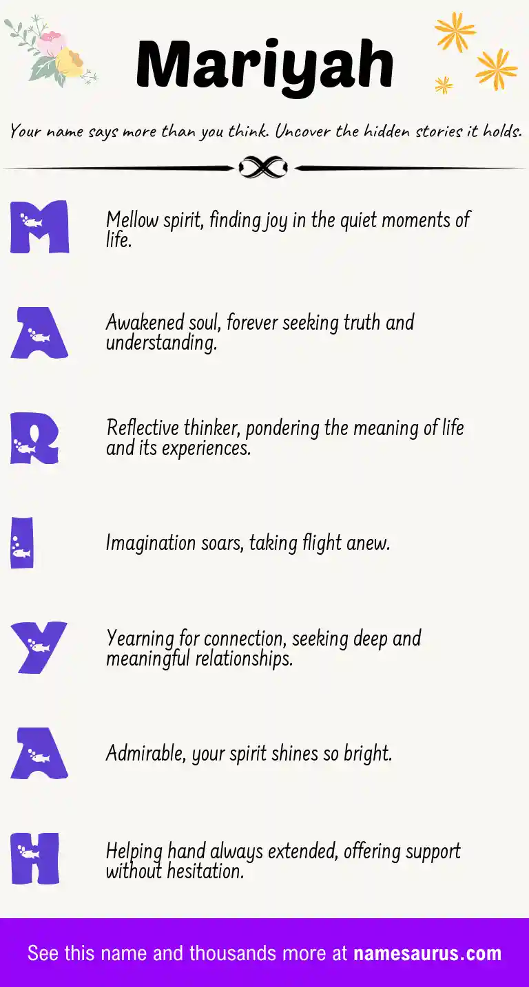 Acrostic poem about Mariyah.
