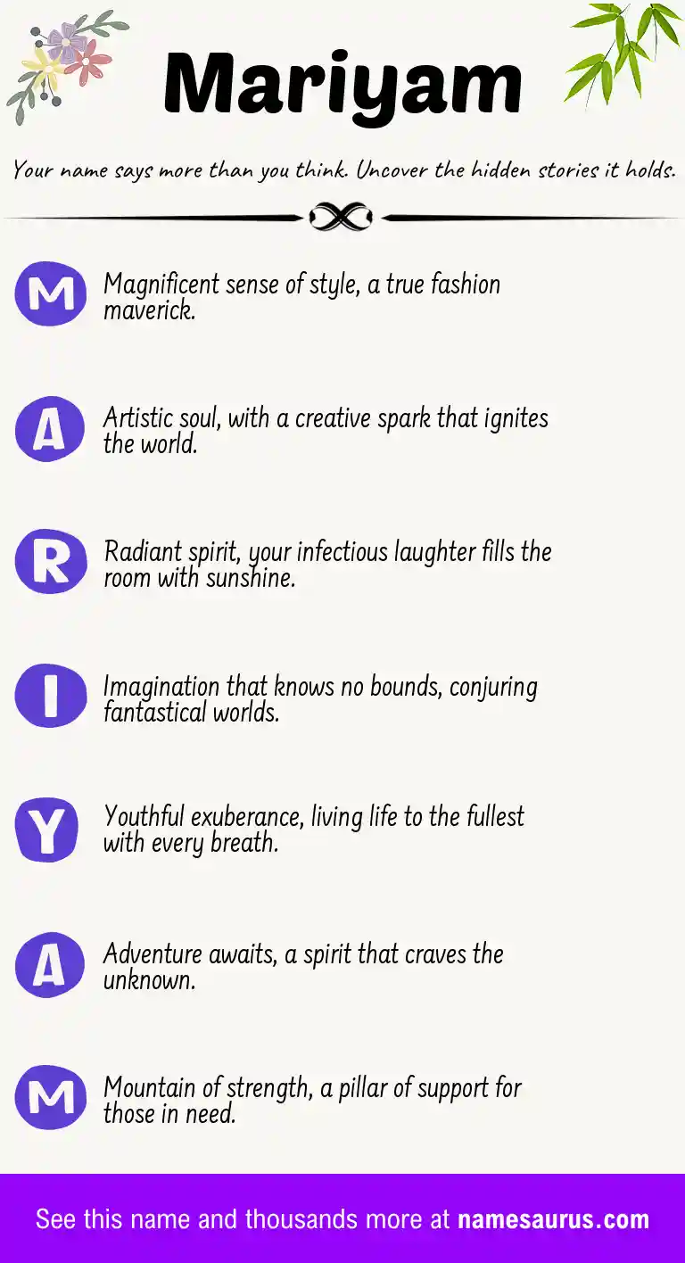 Acrostic poem about Mariyam.