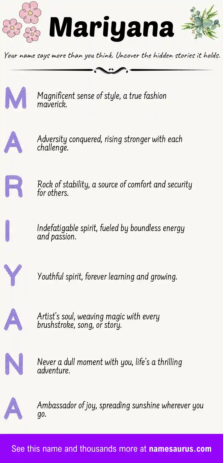 Acrostic poem about Mariyana.