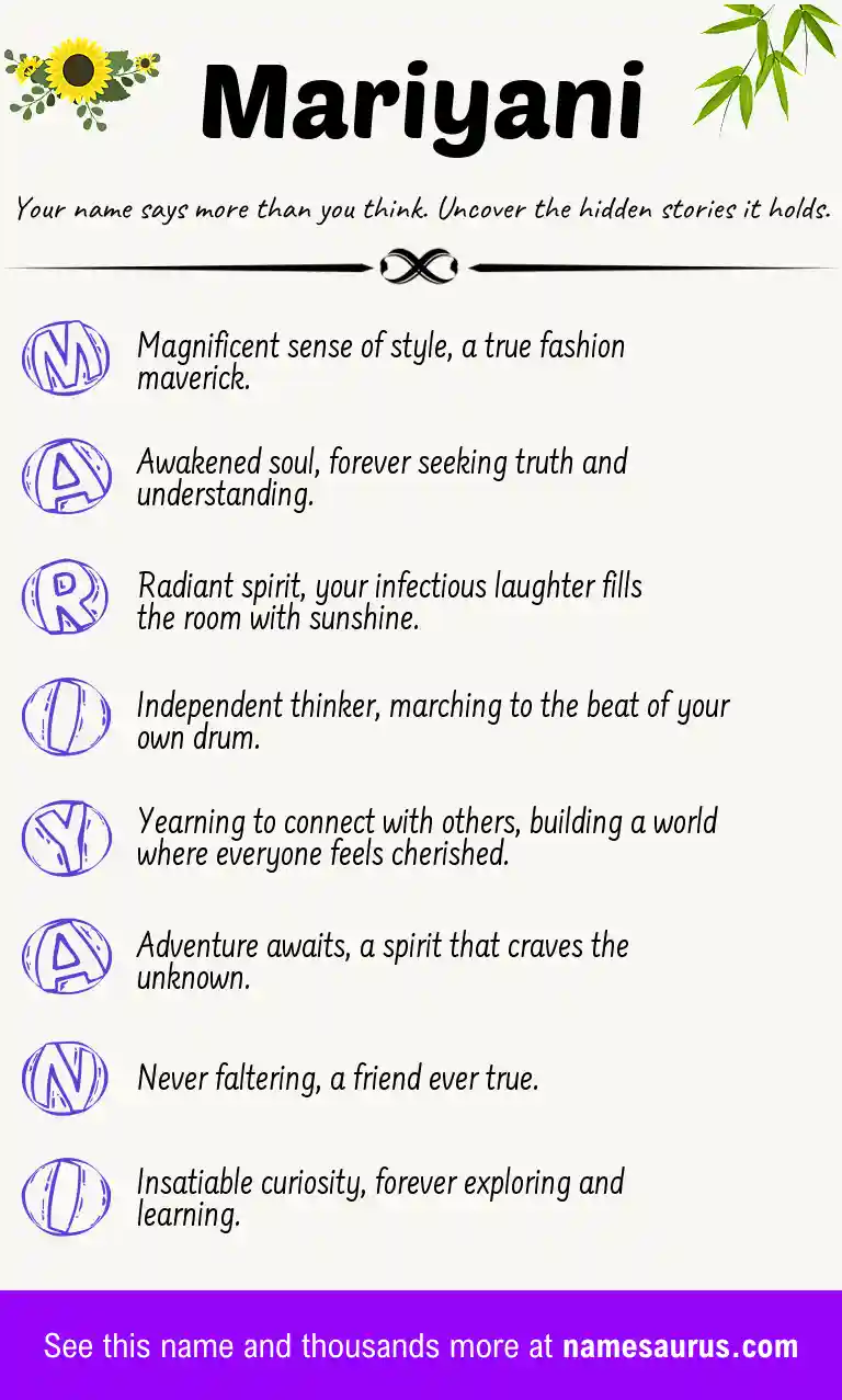 Acrostic poem about Mariyani.