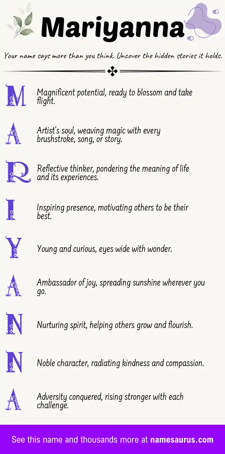 Acrostic poem about Mariyanna.