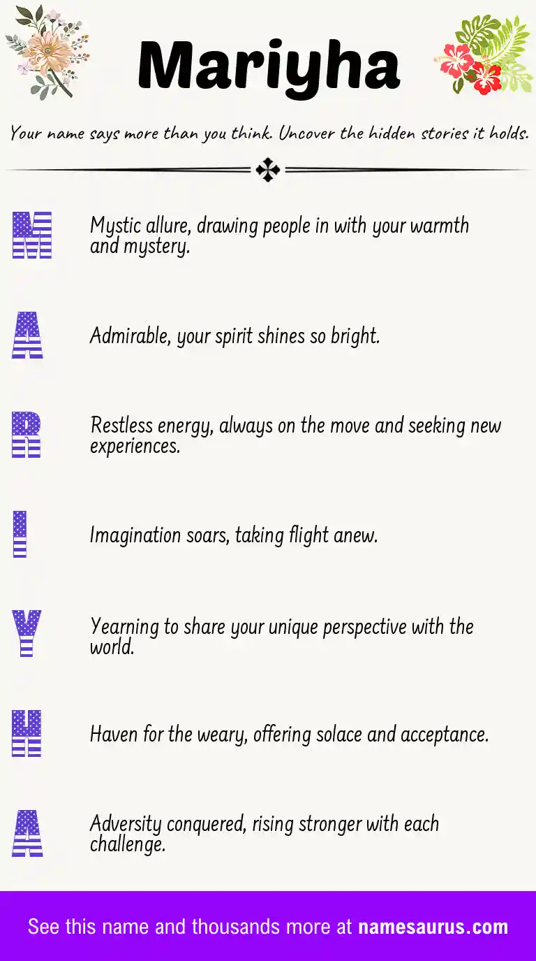 Acrostic poem about Mariyha.