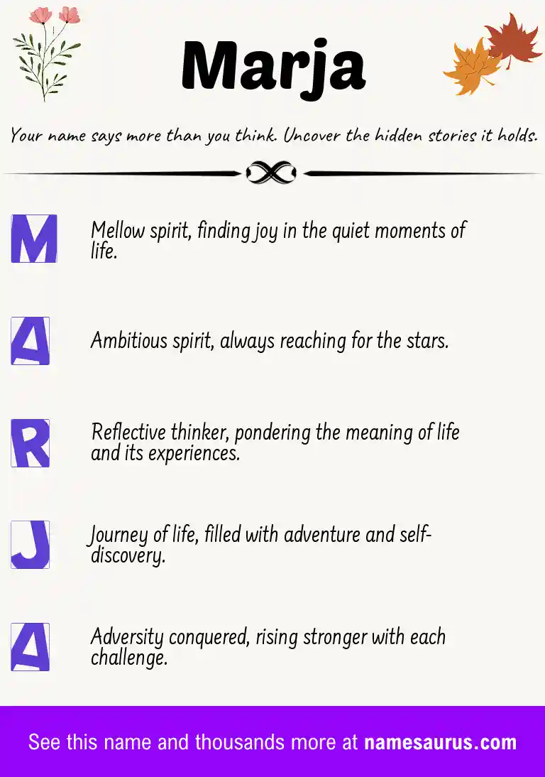 Acrostic poem about Marja.