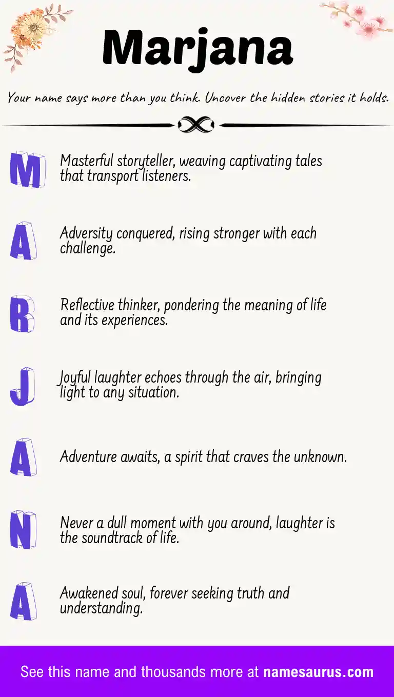 Acrostic poem about Marjana.