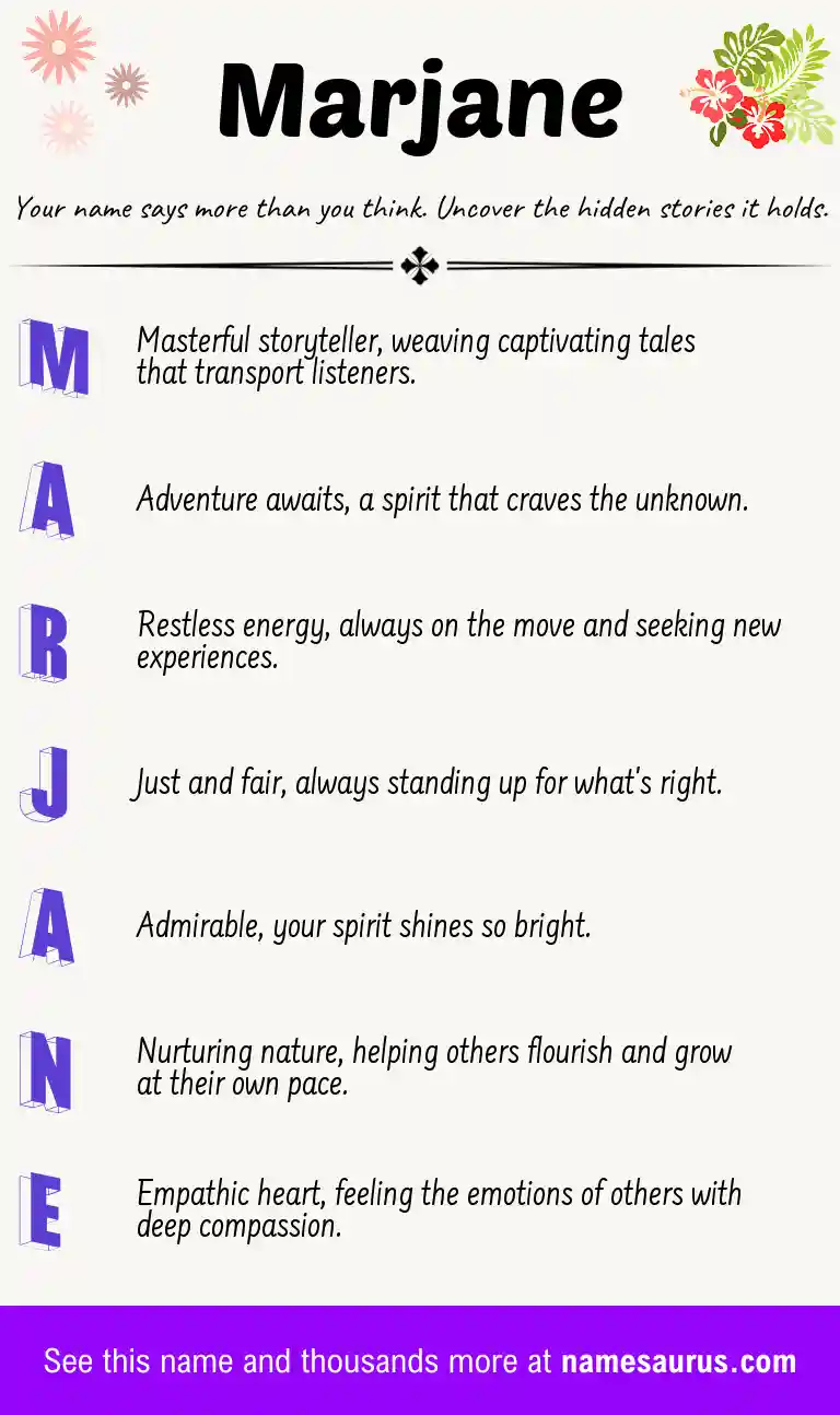 Acrostic poem about Marjane.