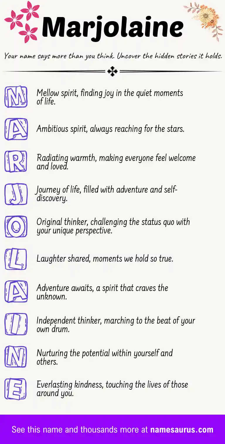 Acrostic poem about Marjolaine.