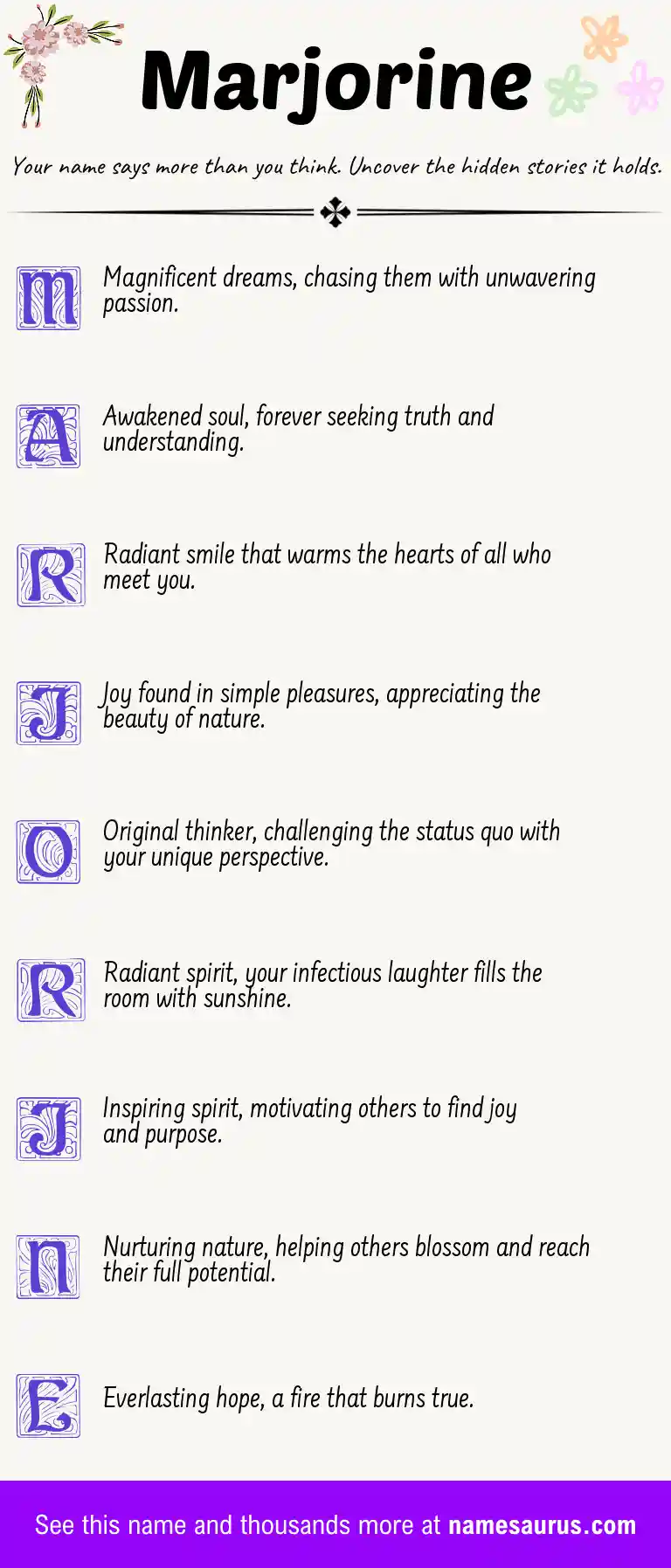 Acrostic poem about Marjorine.