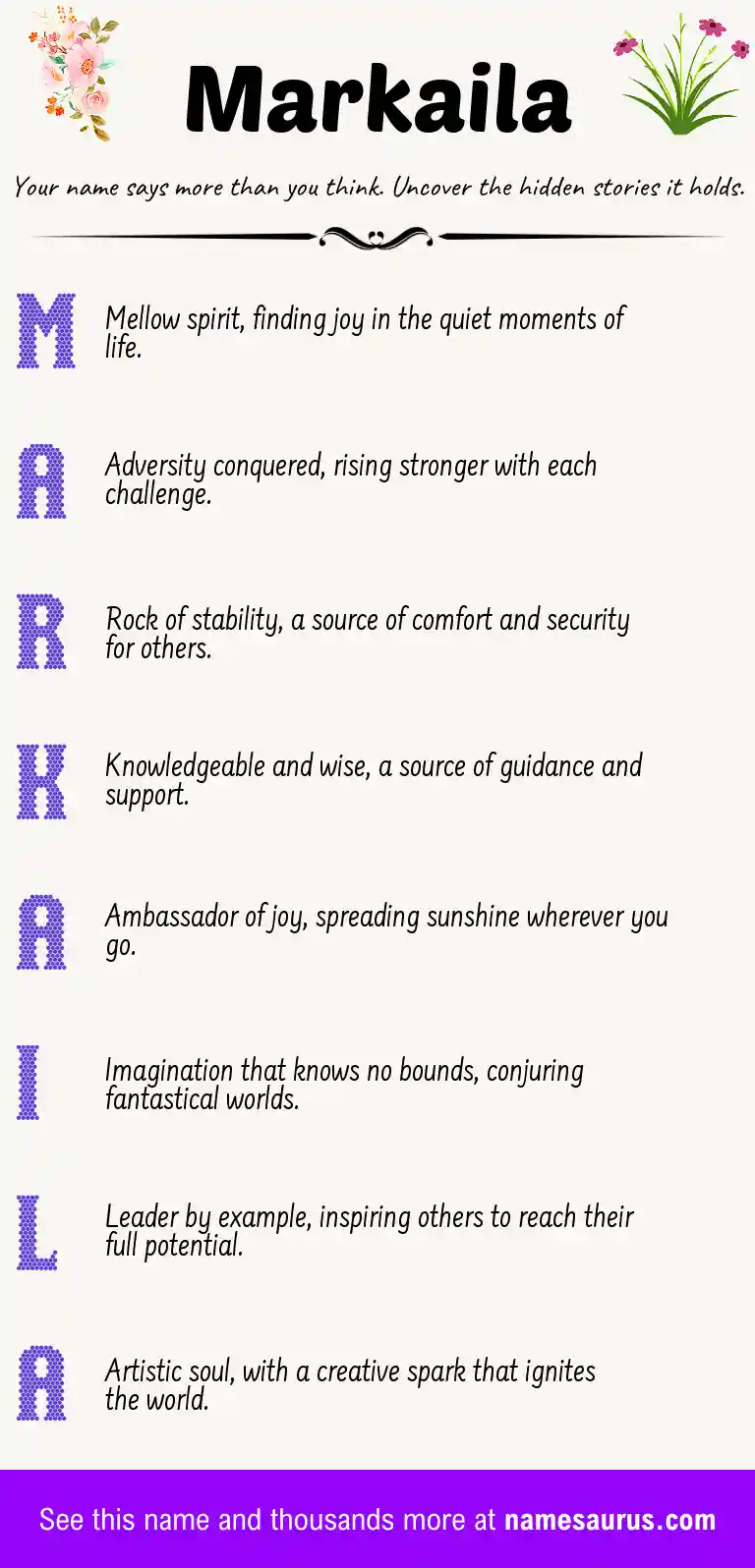 Acrostic poem about Markaila.