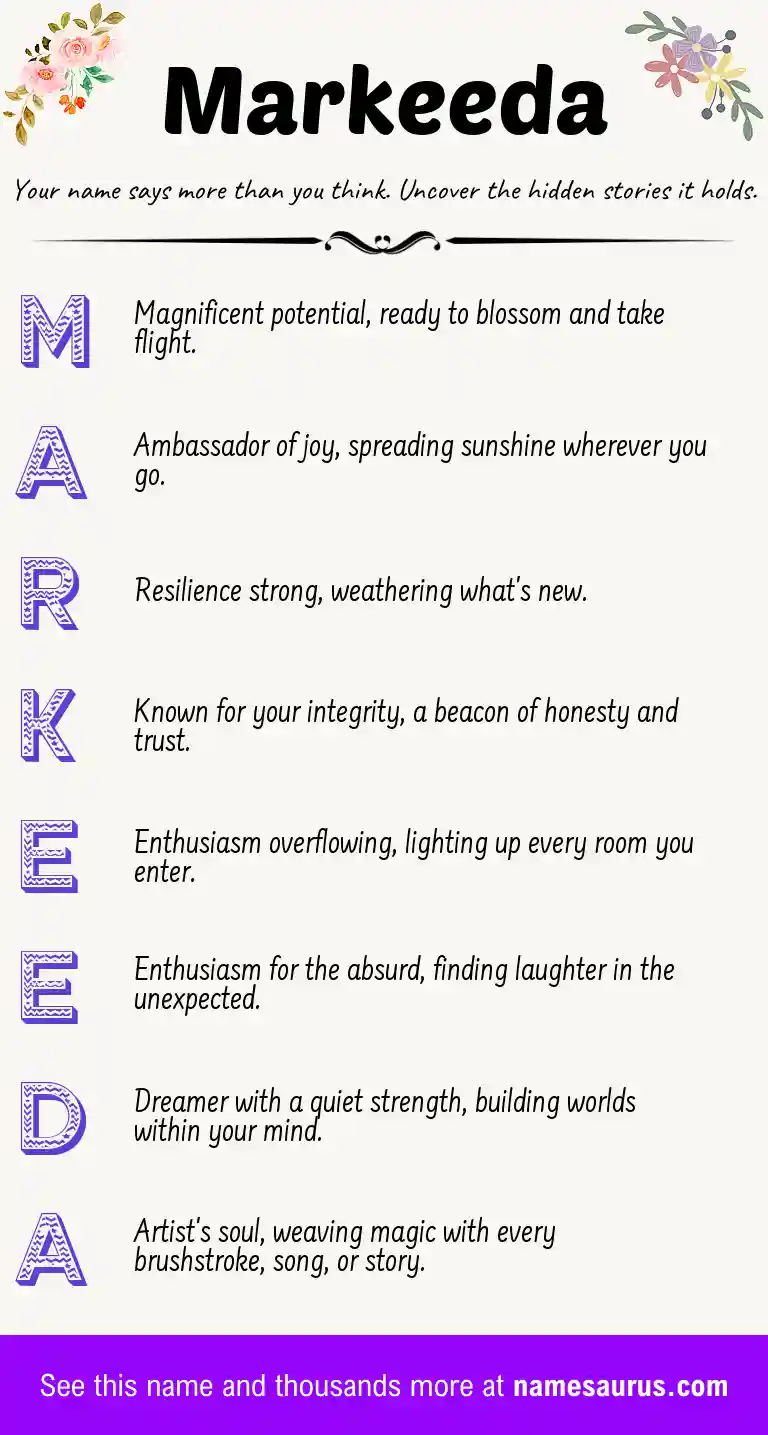 Acrostic poem about Markeeda.