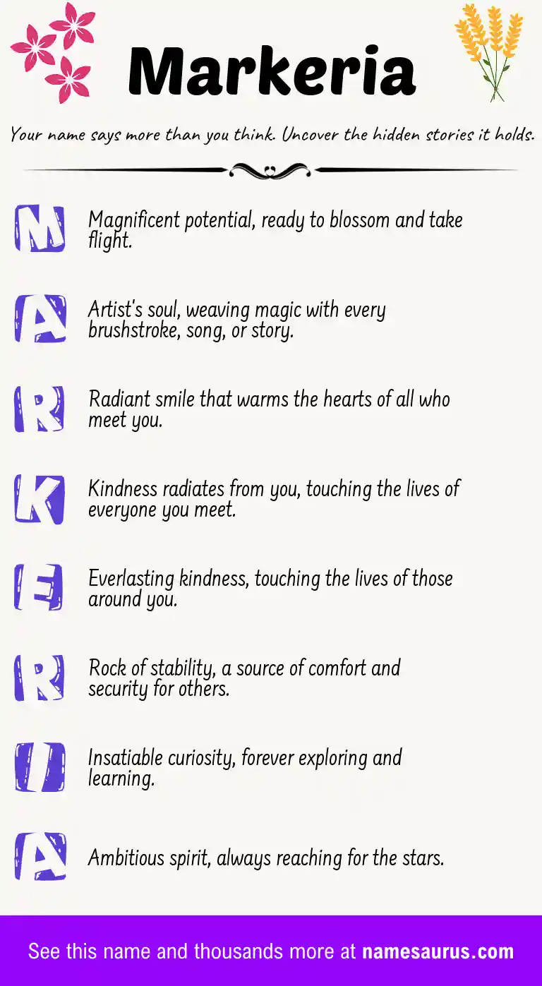 Acrostic poem about Markeria.