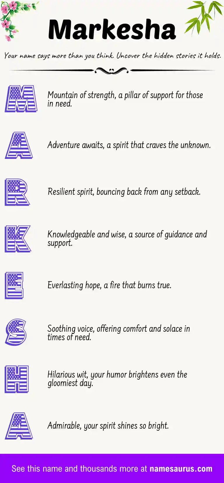 Acrostic poem about Markesha.