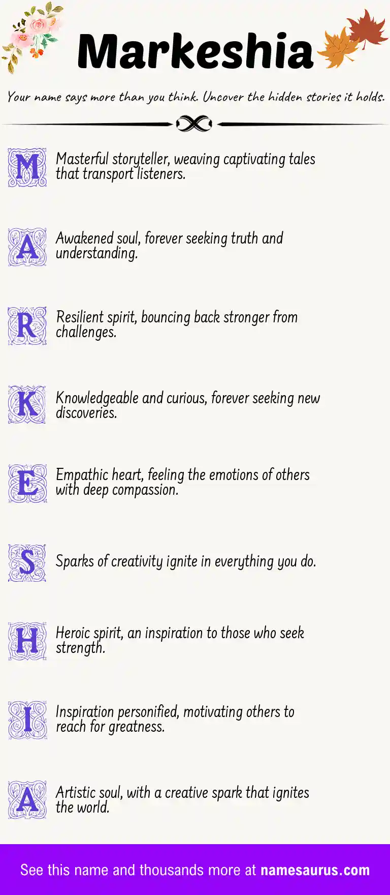 Acrostic poem about Markeshia.