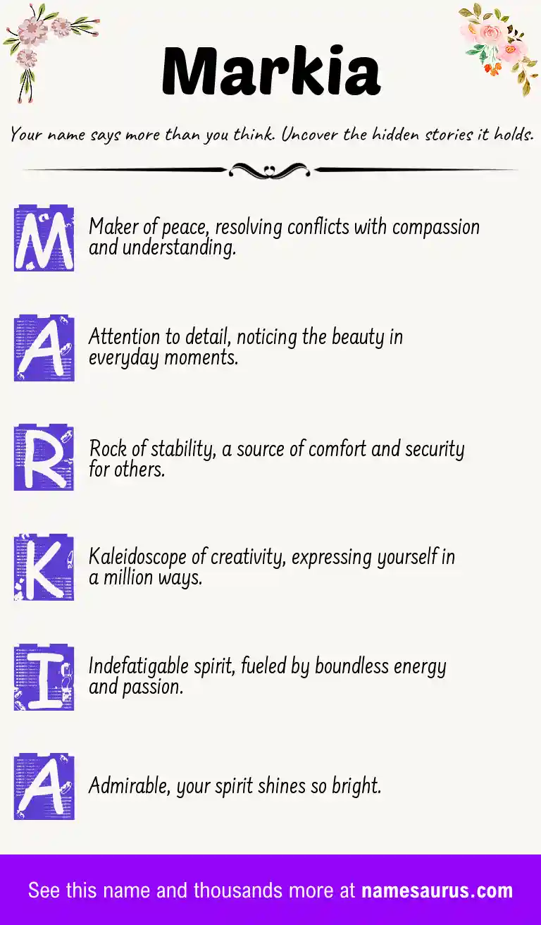 Acrostic poem about Markia.
