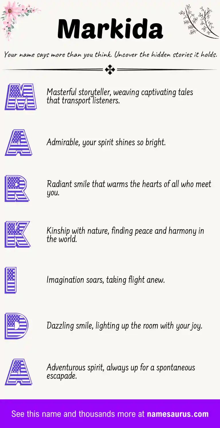 Acrostic poem about Markida.