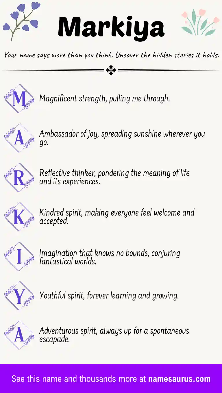 Acrostic poem about Markiya.