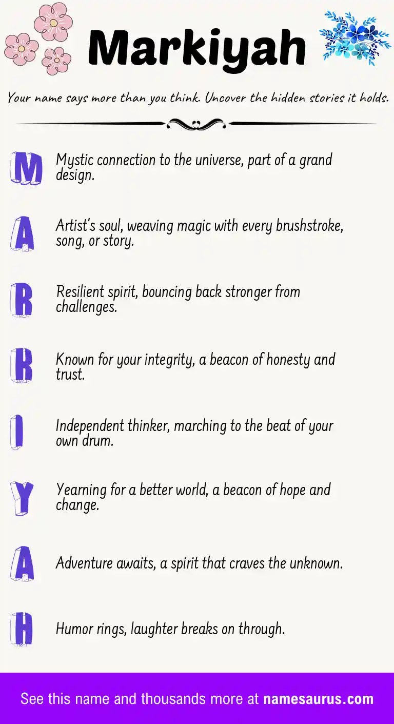 Acrostic poem about Markiyah.