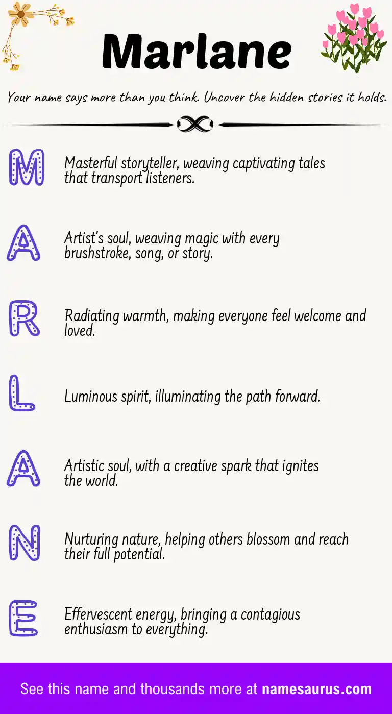 Acrostic poem about Marlane.