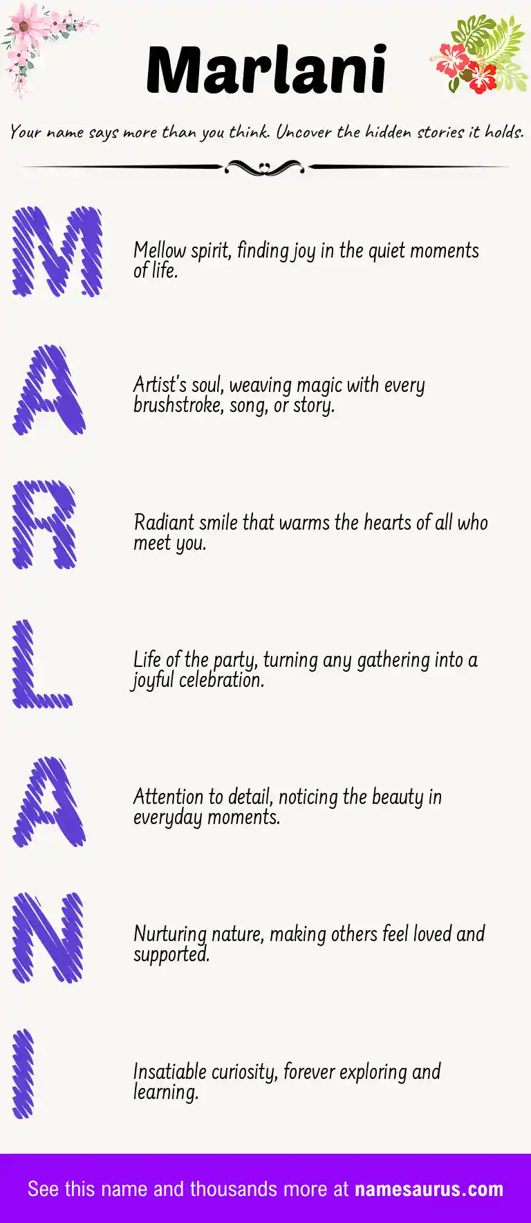 Acrostic poem about Marlani.