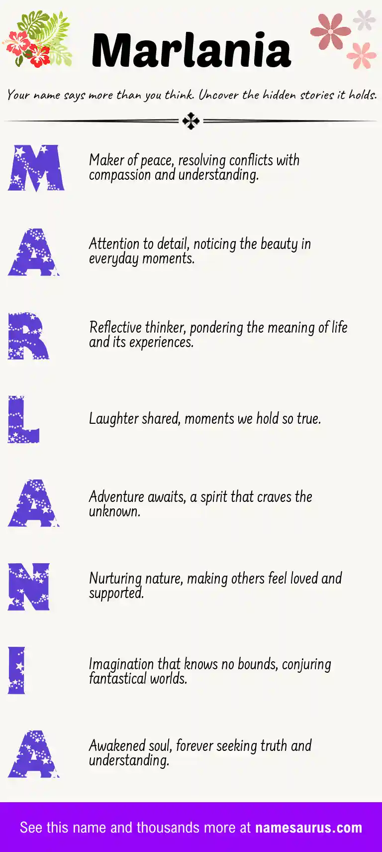 Acrostic poem about Marlania.