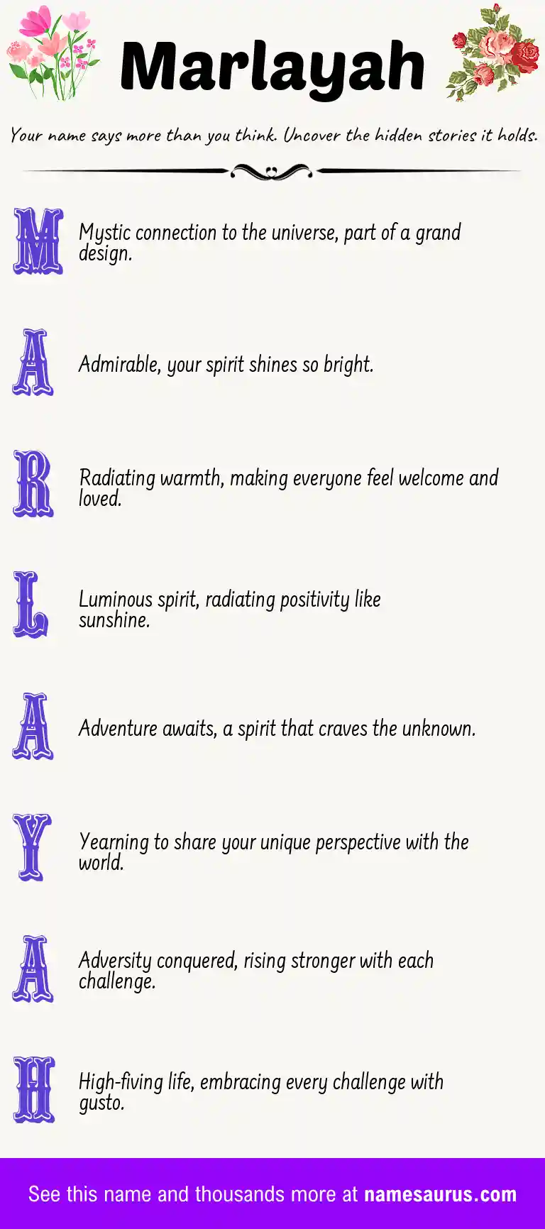 Acrostic poem about Marlayah.
