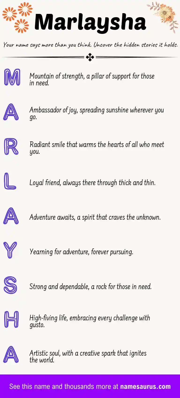 Acrostic poem about Marlaysha.