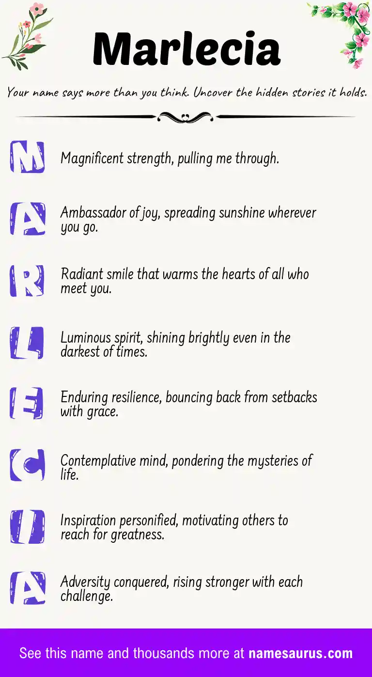 Acrostic poem about Marlecia.