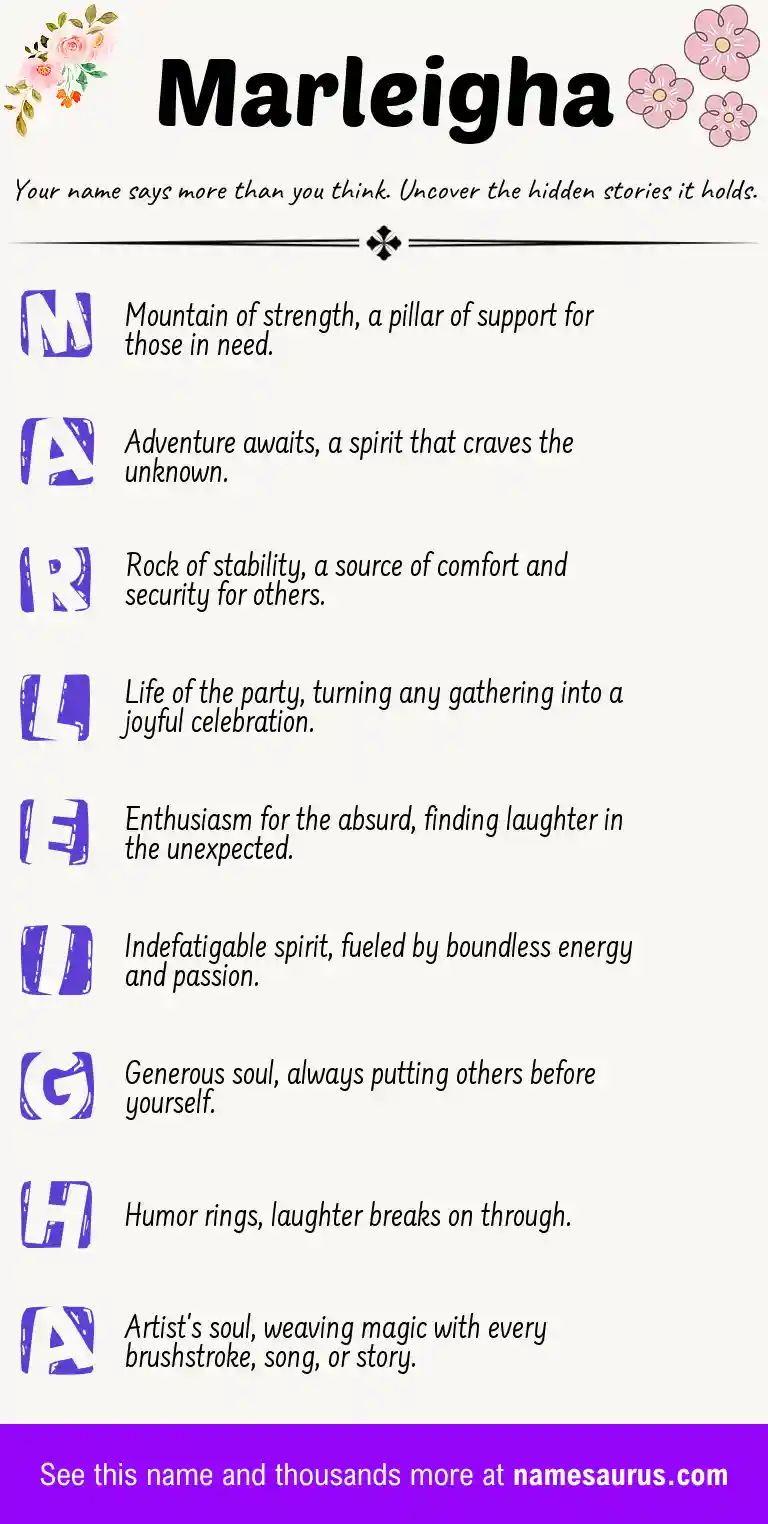 Acrostic poem about Marleigha.
