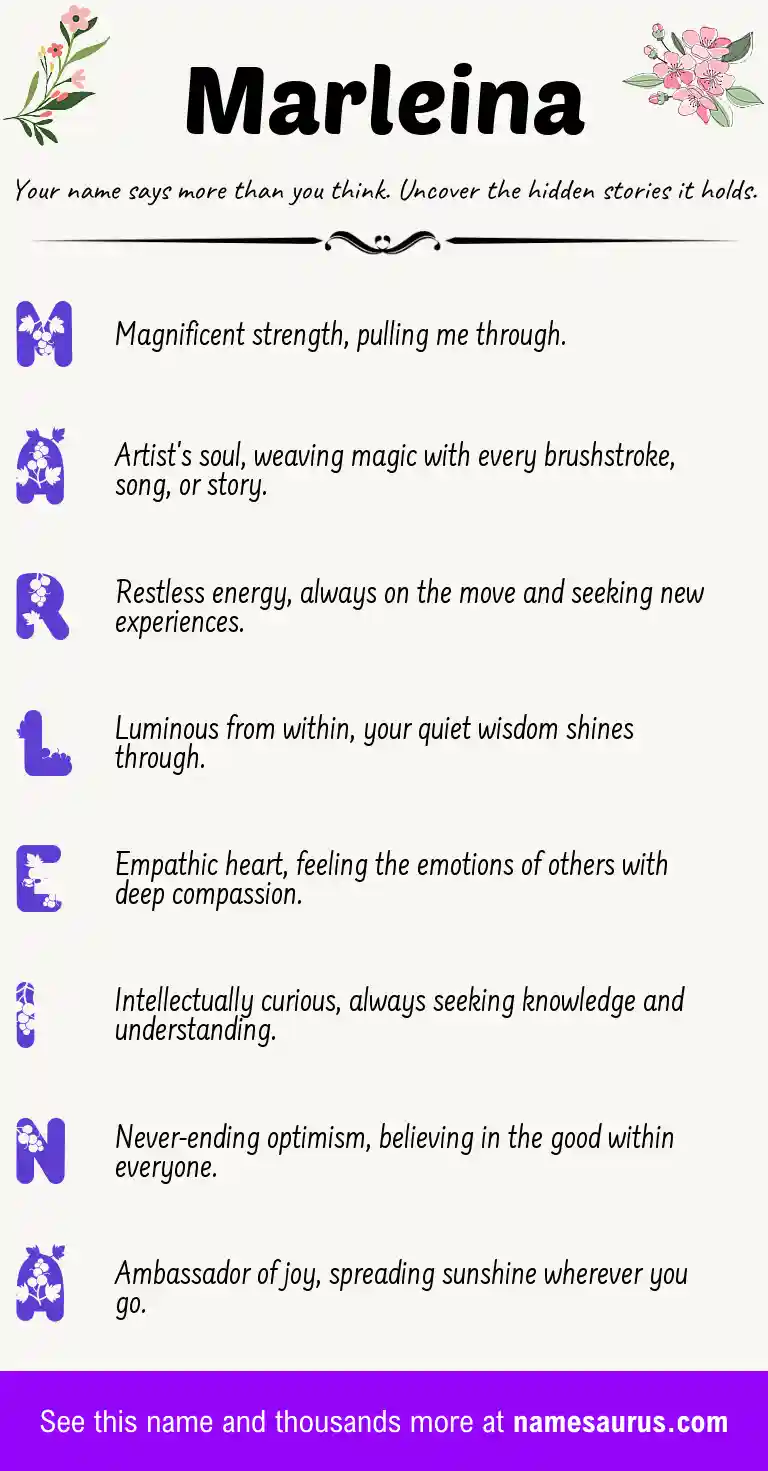 Acrostic poem about Marleina.